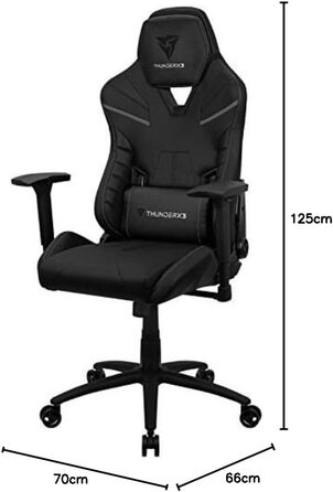 Ігрове крісло ThunderX3 TC5 чорне, ергономічний геймерський стілець для комп'ютера, навантаження до 150 кг