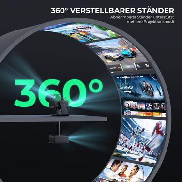 Проектор Beamer 4K 1080P, 28000 Люмен, Wi-Fi 6, Bluetooth, Автофокус, 4D Keystone, Netflix, для Дому/На Відкритому Повітрі, Чорний