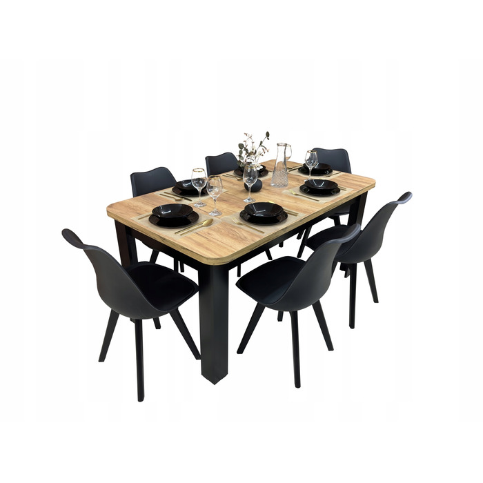 Обідній гарнітур Loft Ribes: розкладний стіл 80x140/180 см та 6 стільців