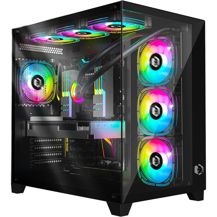 Ігровий корпус EMPIRE GAMING CL-242 (2024), ARGB Mid Tower ATX/Micro-ATX/ITX, 7 вентиляторів 120 мм, адресна RGB-підсвітка, MB Sync, чорний