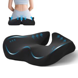 Ортопедична подушка для сидіння BRO Extra з охолоджуючим Ice Silk чохлом, піна Memory Foam, для офісного крісла, авто та інвалідного візка. Зняття навантаження з куприка.