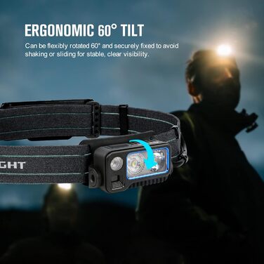 Лобовий ліхтар OLIGHT Array 2 Pro з жестовим сенсором, LED, 1500 люмен, 150 м, USB-C, акумуляторний, 3 світлові режими, червоне світло, 60° регулювання, SOS, помаранчевий
