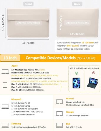 Чохол-сумка для MacBook 13 дюймів HYZUO з підставкою, шкіряний, коричневий (набір 2 шт.)