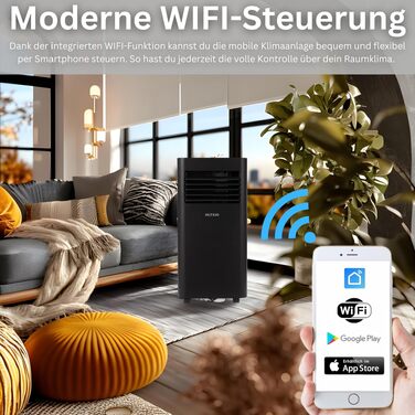 Мобільний кондиціонер Echos 9000 BTU з Wi-Fi, пультом та таймером 24 год – охолодження, осушення, вентиляція