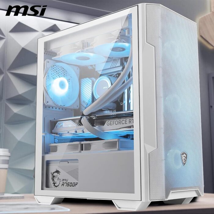 Корпус для ПК MSI MAG Forge M100R White, білий, ігровий, з підсвіткою RGB
