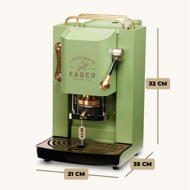 Кавомашина Faber Pro Deluxe з міді та вафельниці з Ese Paper 44 mm (Acid Green)