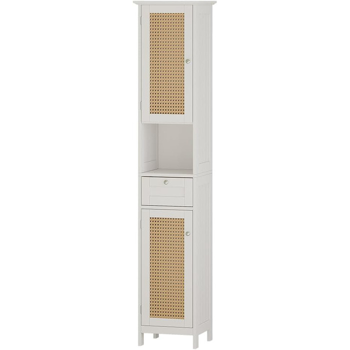 Висока шафа для ванної Vicco Rosario, біла, 32x170 см, з 2 дверцятами та шухлядою