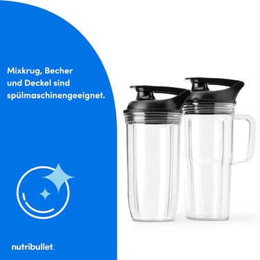 Стаціонарний блендер Nutribullet SmartSense Mixer Combo NBF550DG, 1500Вт, чаша 1.9л та стакани 700/900мл, 5 швидкостей, пульсаційний режим, чорний