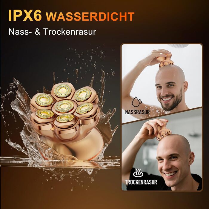 Машинка для гоління голови 7D PRO MAXGROOM IPX6, професійна, акумуляторна (Typ-C), 8800 RPM, для чоловіків