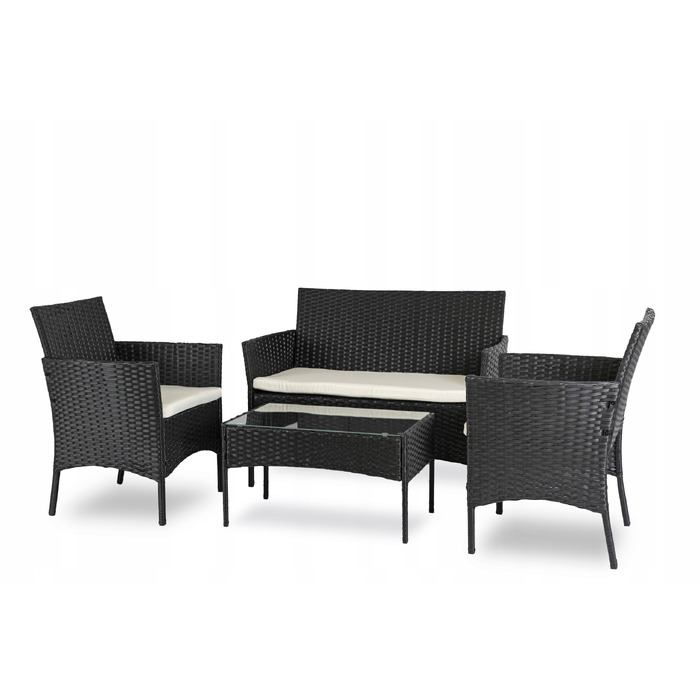 Комплект садових меблів MEBEL ELITE з пластику, чорний, 4 предмети