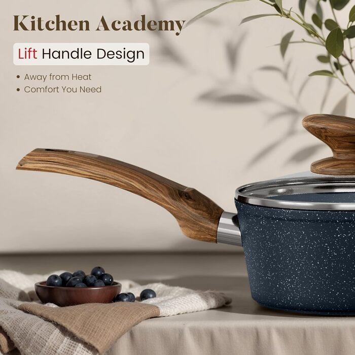 Набір посуду для індукційної плити Kitchen Academy, 12 предметів, антипригарне гранітне покриття, бежевий