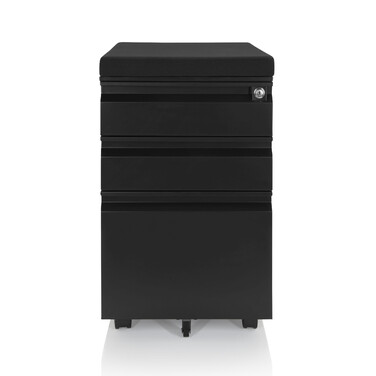 Контейнер на колесах COLOR OS, метал, чорний з подушкою для сидіння, чорний, hjh OFFICE