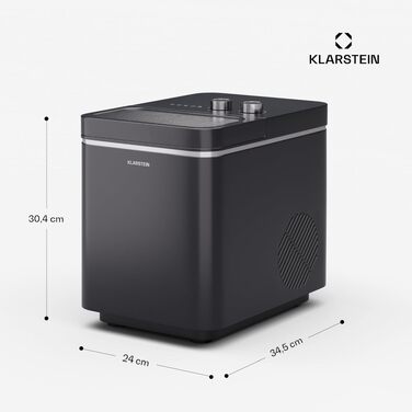 Льодогенератор Klarstein IceCraft 12 кг/24 год, швидке виробництво льоду (6 хв), 2 розміри, автоочищення, для кухні та бару, 150 Вт, чорний