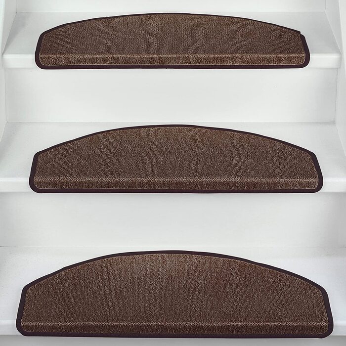 Комплект XXL килимків для сходів Beautissu ProStair, 15 шт., 65x28 см, самоклеючі, протиковзкі, коричневі килимки для сходинок, захисні накладки для стандартних сходів