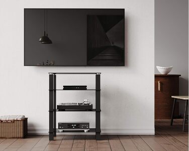 Стійка для телевізора FITUEYES, HiFi тумба, аудіо шафа, скло та алюміній, 600x455x770 мм