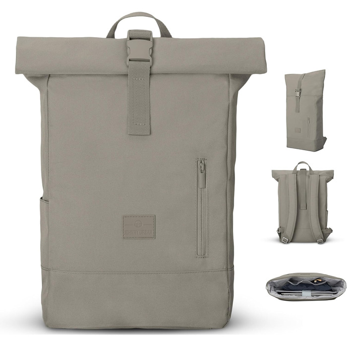 Рюкзак Johnny Urban Robin Medium сіро-бежевий 15 л, водостійкий, з відділенням для ноутбука, унісекс, для міста, університету, велосипеда, екологічний