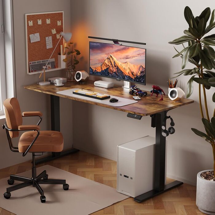 Регульований стіл WALKINGDESK для дому та офісу: електричний, з пам'яттю, 140x60 см, рустикальний коричневий