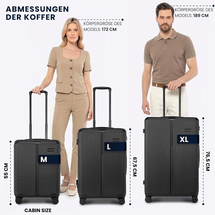 Валіза велика Wittchen Stripes Line XL (76.5x50x29 см), пластикова Hartschalen ABS, 96 л, м'ятна