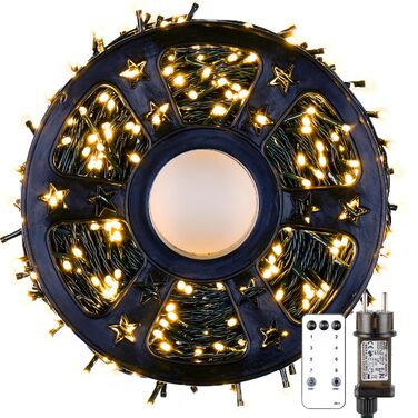 Світлодіодна гірлянда MAGGIFT 400 LED (80м), теплий білий колір, з пультом та таймером, 8 режимів роботи, водонепроникна IP44 для вулиці, саду та дому