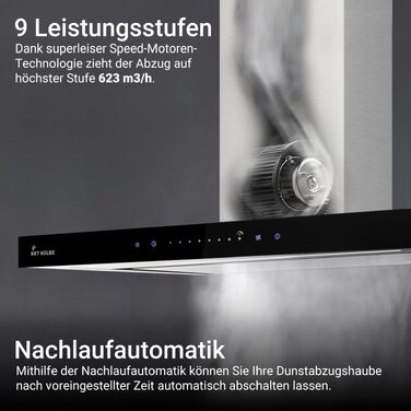Витяжка для кухні KKT KOLBE FLAT6006ED 60 см, сталь та чорне скло, з WLAN, сенсорним керуванням та режимами відводу/рециркуляції повітря