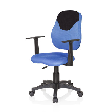 Дитяче офісне крісло KIDDY STYLE, обертове, тканина, синій/чорний, hjh OFFICE