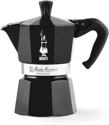 Кавоварка Bialetti Moka Color для плити, 1 чашка, алюмінієва, чорна – італійська еспресо-кава
