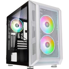 Корпус для ПК KOLINK Citadel Mesh Micro-ATX RGB, білий, з прозорою боковою панеллю, скляний, компактний, підсвітка, для комп'ютера
