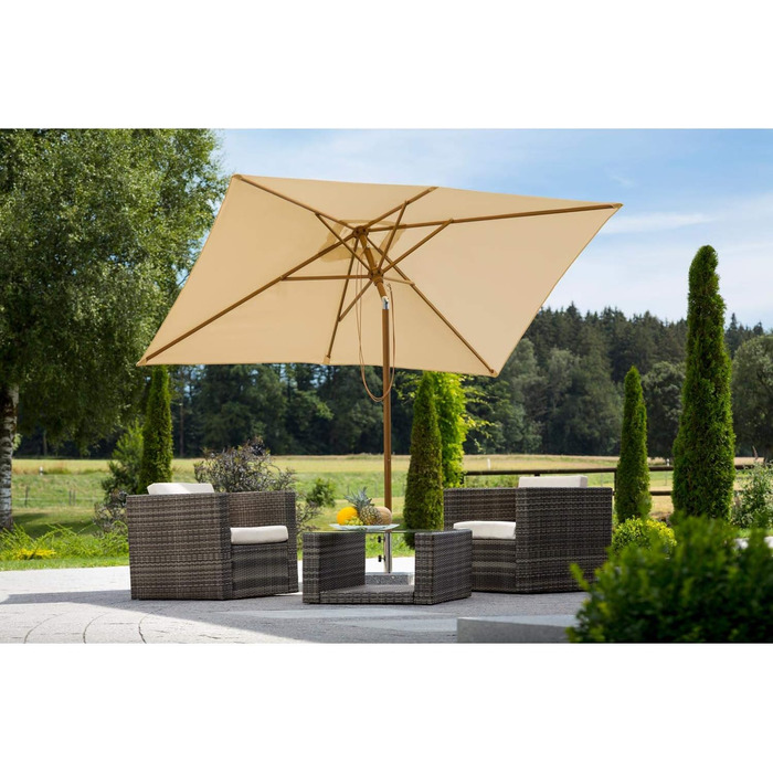 Сонячна парасоля Schneider Malaga 300x200 см, прямокутна, алюміній/сталь, поліестер, натуральний колір