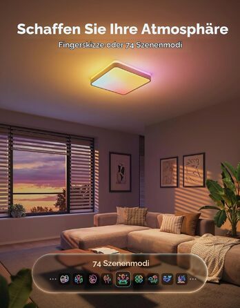 Стельовий світильник Govee RGBICWW Pro LED, 55W, 4800лм, диммований, круглий (45.5 см), розумна підсвітка