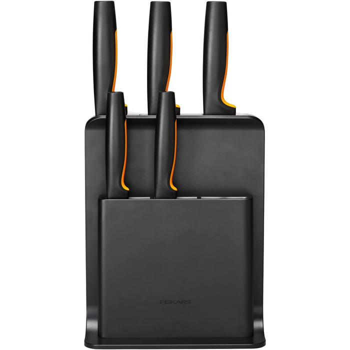 Набір кухонних ножів Fiskars Functional Form з підставкою (5 ножів), чорний пластик