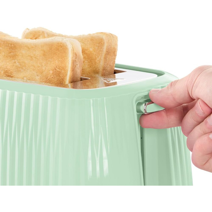 Тостер Russell Hobbs Eden на 2 тости, зелений (27372-56) - 6 режимів, розморожування, підігрів, підйом тостів, лоток для крихт