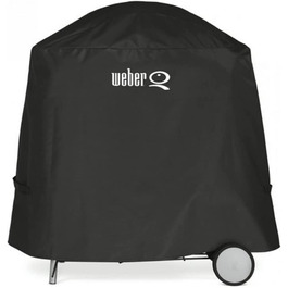 Преміум чохол для гриля Weber Q1000/2000 з підставкою чи візком, дихаючий, захист від ультрафіолету та води, захисний чохол від вітру та дощу, з липучками для фіксації, чорний (7120)