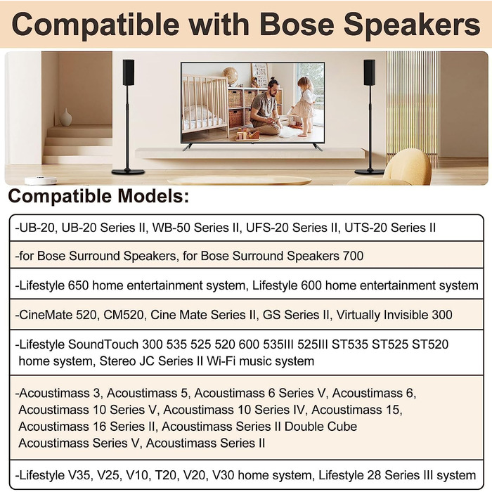 Стійка для акустичних систем Bose з кріпленням Slideconnect, сумісна з Bose Surround 700, OmniJewel, Lifestyle 650, CineMate GS II