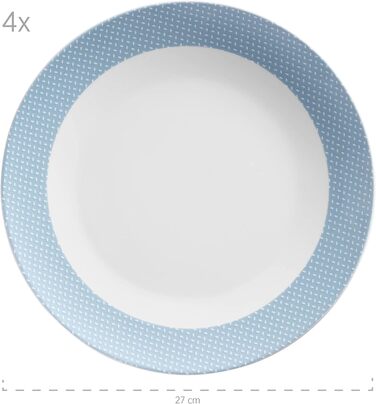 Набір посуду з порцеляни MÄSER Kitchen Time II на 4 особи, 16 предметів, пастельні кольори з ніжним візерунком, синій