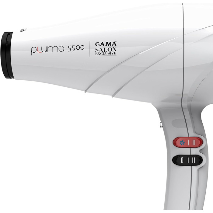 Фен професійний Gama Pluma 5500 Oxy-Active, 2400 Вт, активний кисень, білий, довговічний
