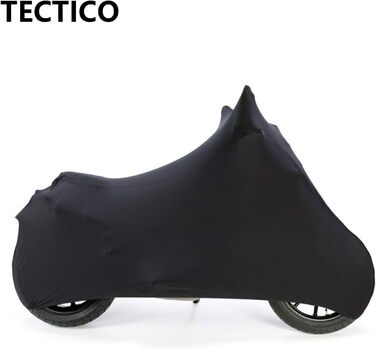 TECTICO Чохол для мотоцикла для приміщень, еластичний, велюровий, пилозахисний, чорний, розмір S-M (245 см), для гаража та шоу-руму