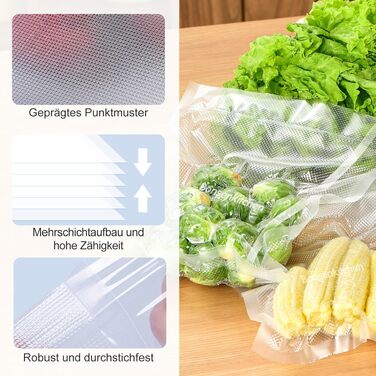 Рулони для вакуумного пакування Bonsenkitchen 28x600 см (2 шт.) - міцні пакети для вакууматора, харчові, для су-від, без BPA