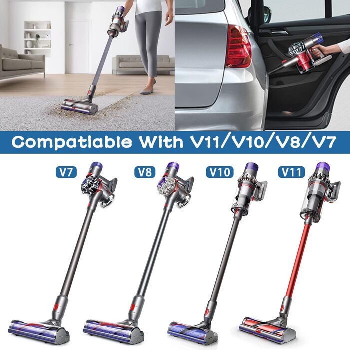 Комплект аксесуарів для пилососа Dyson V7/V8/V10/V11/V15: гнучкий телескопічний шланг-подовжувач, довга плоска насадка для щілин, адаптер для прибирання кутів і важкодоступних місць