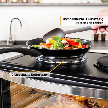 Міні-піч First Austria 60л 3200Вт з конфорками - багатофункціональна міні-духовка для піци та випічки до 230°C, 6 режимів нагріву, 4 рівні висоти, преміум-якість