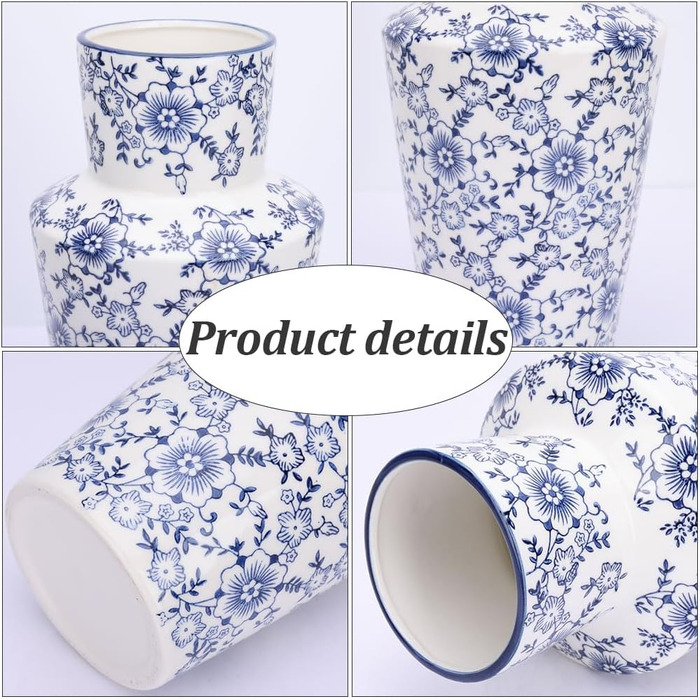 Ваза керамічна Blau-weiße Blumenvase в стилі Chinoiserie 27.9 см, вінтажна ваза для квітів, декор в сільському стилі