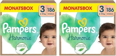 Дитячі підгузки Pampers Harmonie розмір 1 (2-5 кг), гіпоалергенні, на рослинній основі, 180 шт.