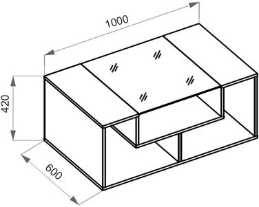 Журнальний стіл Vicco Gabriel, білий/чорний, 100x42 см
