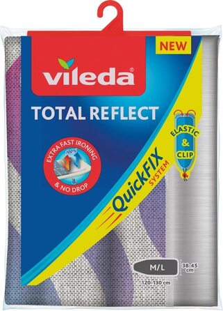 Чохол для прасувальної дошки Vileda Total Reflect Plus, для парових станцій, швидке прасування, сірий, 142,5x45,6 см