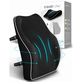 Ергономічна подушка для спини Travel Ease з пам'яттю форми, ортопедичне лордозне підтримувальне подушка для офісного та комп'ютерного стільця, антистатичний і гіпоалергенний чохол, чорна