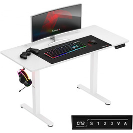 Електричний комп'ютерний стіл Huzaro Hero 8.2, 120x60 см, регульована висота, 3 пам'яті, метал, білий