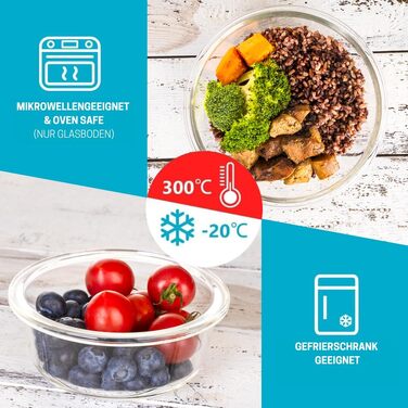 Скляні контейнери для їжі Igluu Meal Prep (набір 5 шт. + запасна кришка), круглі, 840 мл