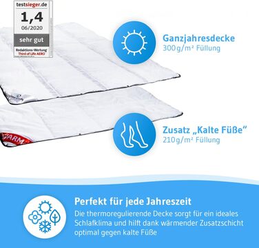 Всесезонна ковдра Third of Life OptiSleep® 200x200 см (включаючи частину для ніг), 135x200