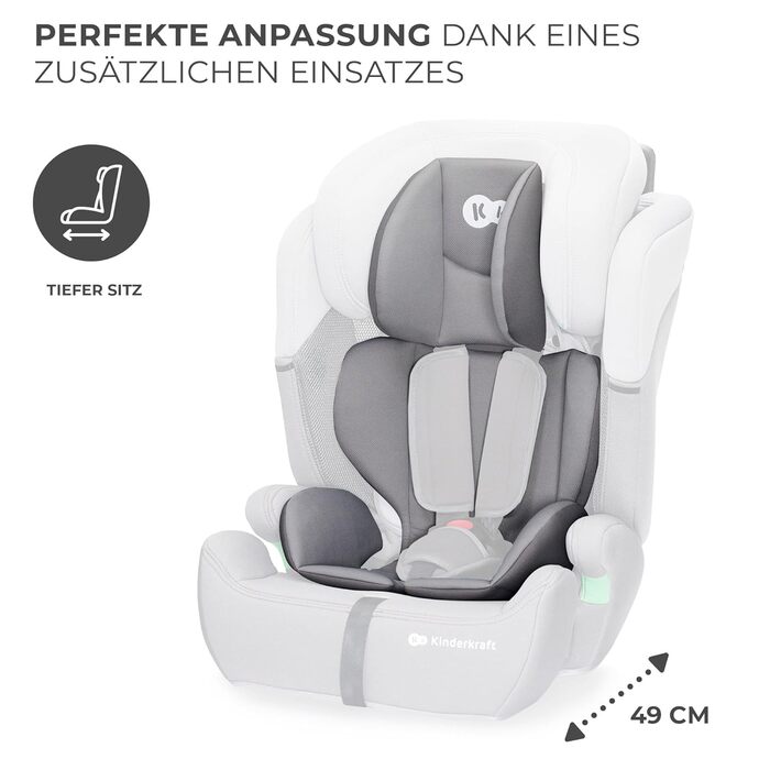 Дитяче автокрісло Kinderkraft COMFORT UP i-Size 76-150 см, сіре, 5-точковий ремінь, регульований підголівник, стандарт ECE R129/03