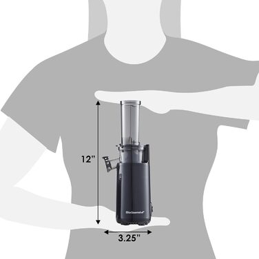 Соковижималка шнекова Elite Gourmet EJX600, холодного віджиму, компактна, легка у догляді, з 16-унційним контейнером, антрацит