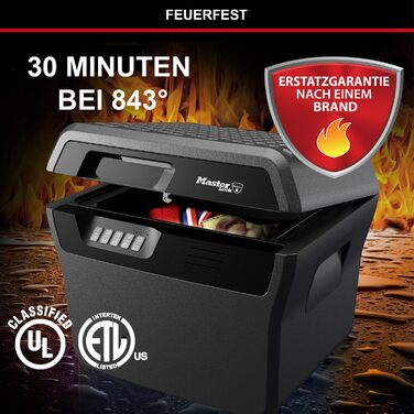 Вогнетривка та водонепроникна касета Master Lock FHW40300 для документів та грошей, електронний замок, 18,5 л, для документів A4, електроніки